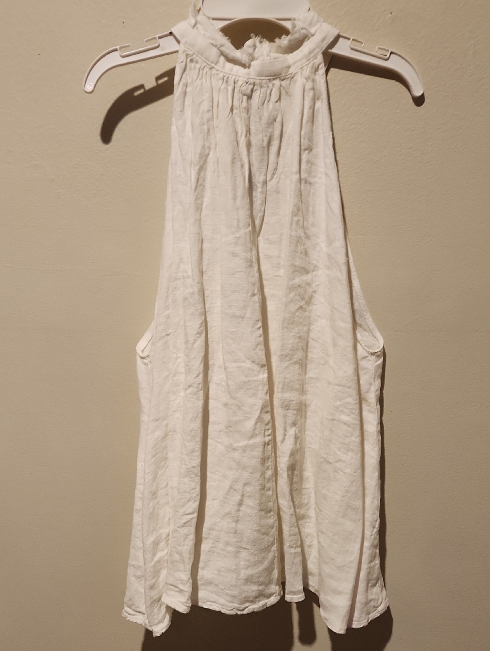 ❤️ NWT! ZARA LINEN SLEEVELESS BEADED TIE FRONT TOP, HALTER NECKLINE, IVORY, XS - Picture 10 of 10